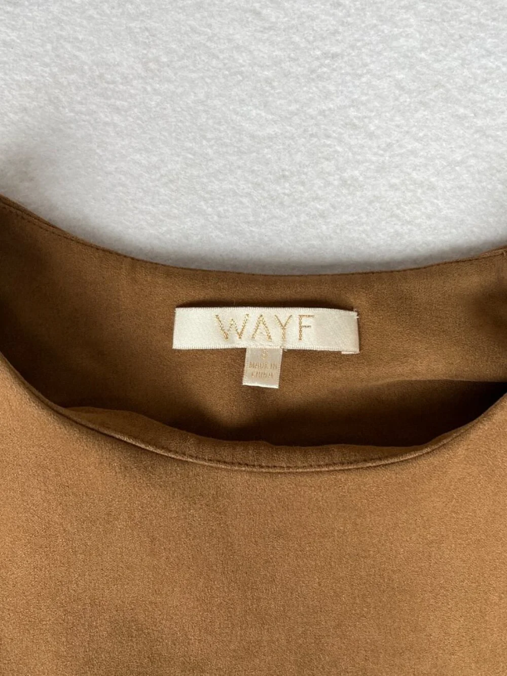 WAYF Fox Catcher Faux Suede Dress Women's S Tan Mini Shift Autumn Party Bohemian